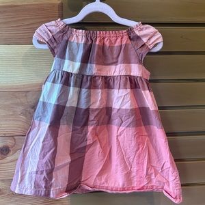 Burberry Little Girls Children 2T dusty pink plaid cotton frill dress